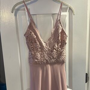 Lulu's Dusty Rose Lace Bodice Wedding Dress